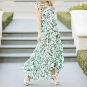 Francescas Collections Green Floral High Low Dress
